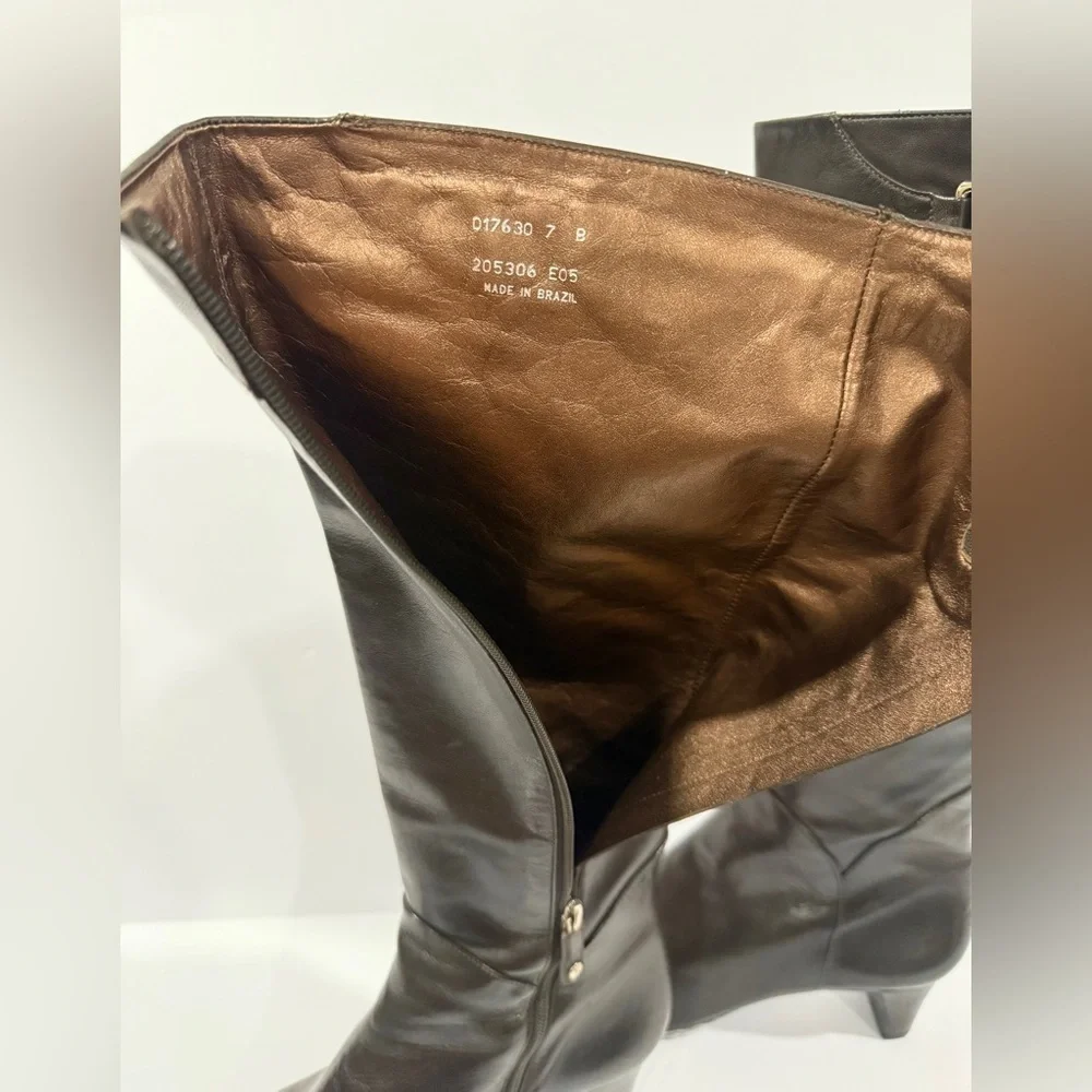Cole Haan dark brown espresso Leather Knee-High Boots Women’s 7 B Made in Brazil